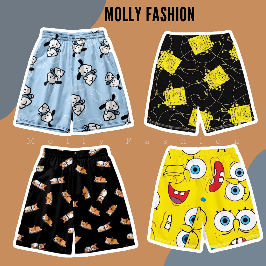 Quần Short hoạt hình Unisex BST 04 ❤️ Quần đùi nam nữ mặc nhà Freesize 38-65kg Molly Fashion