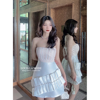 ( ảnh tự chụp ) Váy Thiết Kế Kim Sa Phối Corset Đính Đá Dự Tiệc
