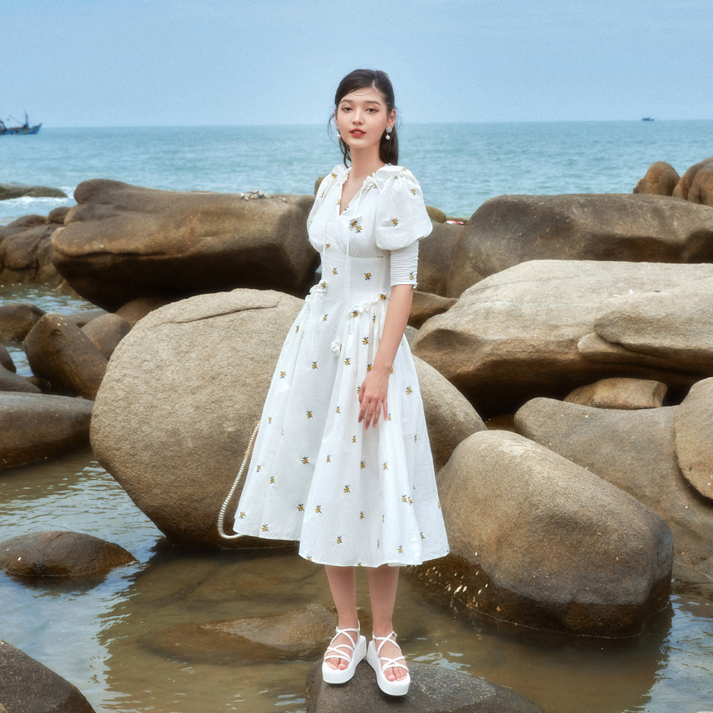 DARLING.ISM - Đầm hoa dáng dài Cherie dress vải cotton thêu hoa