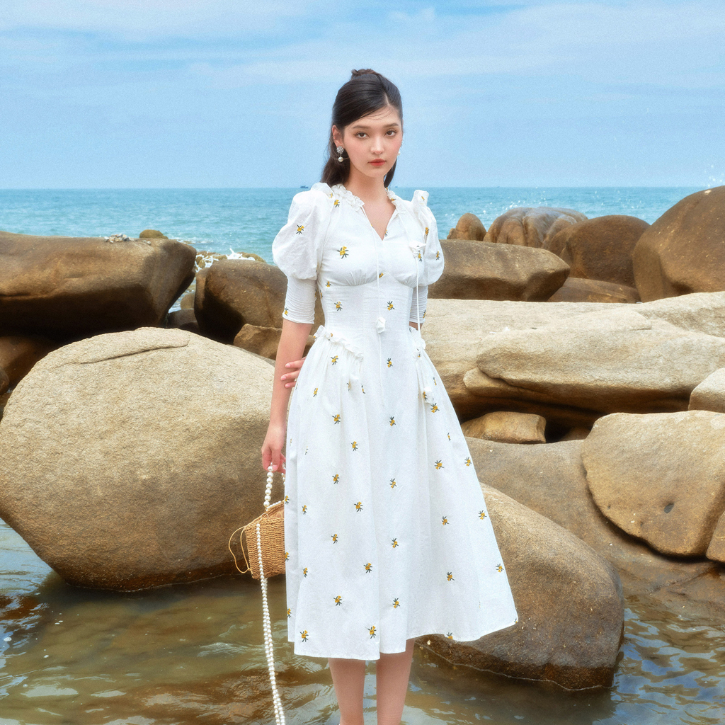DARLING.ISM - Đầm hoa dáng dài Cherie dress vải cotton thêu hoa