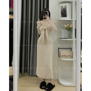 Đầm xốp buộc nơ ngực hở lưng
