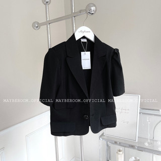 Áo blazer đen ngắn tay có kèm nắp túi basic cân mọi outfit Black blazer Mayberoom