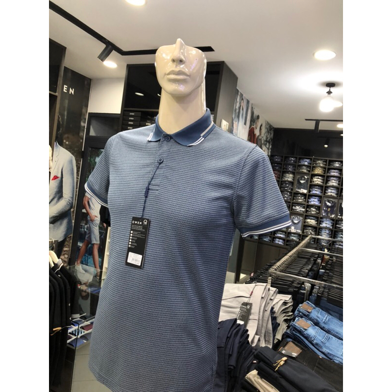 Áo polo owen màu navy họa tiết body fit APT231216
