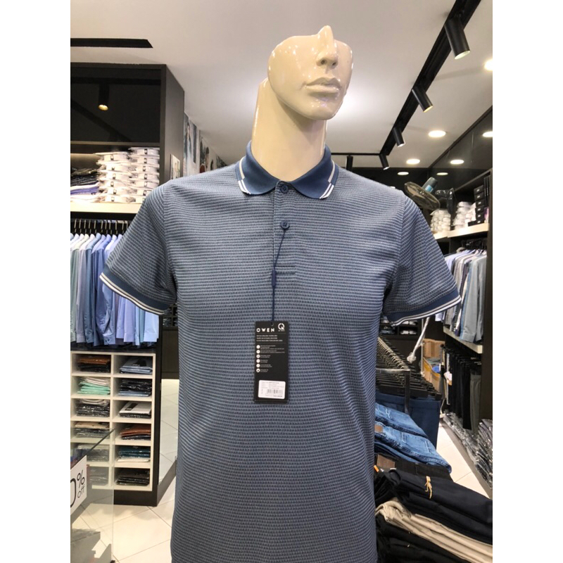 Áo polo owen màu navy họa tiết body fit APT231216