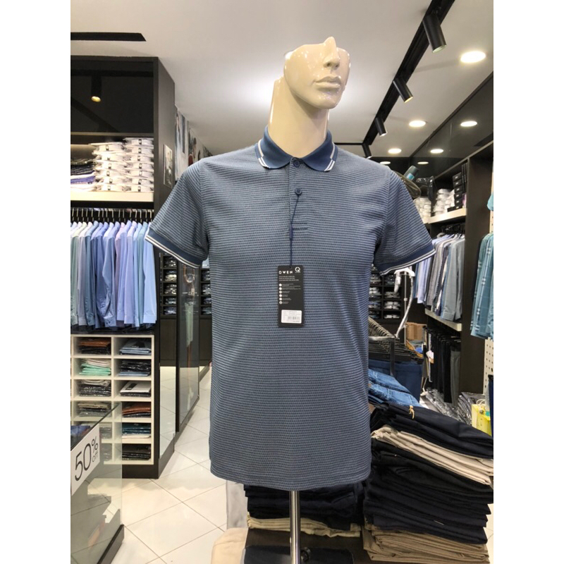 Áo polo owen màu navy họa tiết body fit APT231216