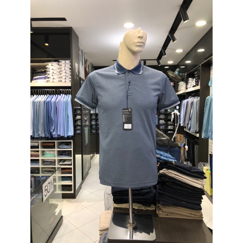 Áo polo owen màu navy họa tiết body fit APT231216