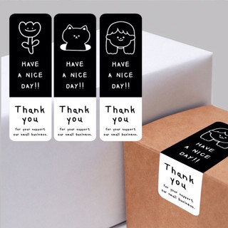 H249_Tem dán chữ _ STICKER " Thank you" << SIZE 3X9CM, 90TEM/XAP_STICKER NIÊM PHONG HỘP GIẤY