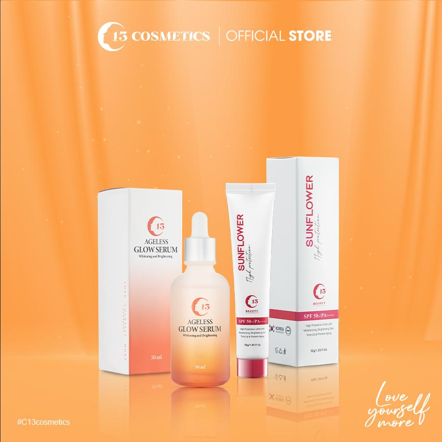 Combo Serum dưỡng Sáng Da và Kem Chống Nắng Nâng Tone Nhẹ C13 Cosmetics Thu Trang 80ml