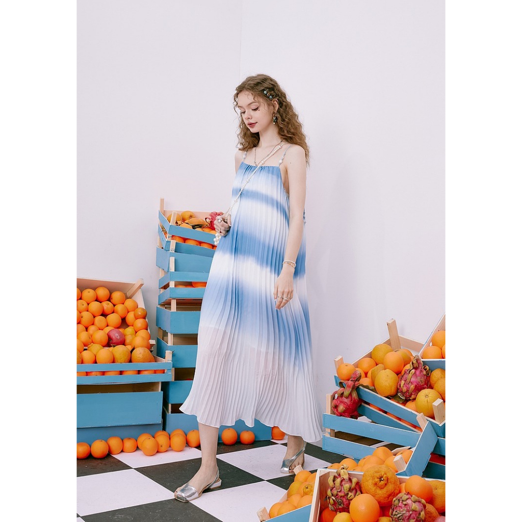 Z554 Váy 2 dây phối màu xuất dư của ELFSLACK