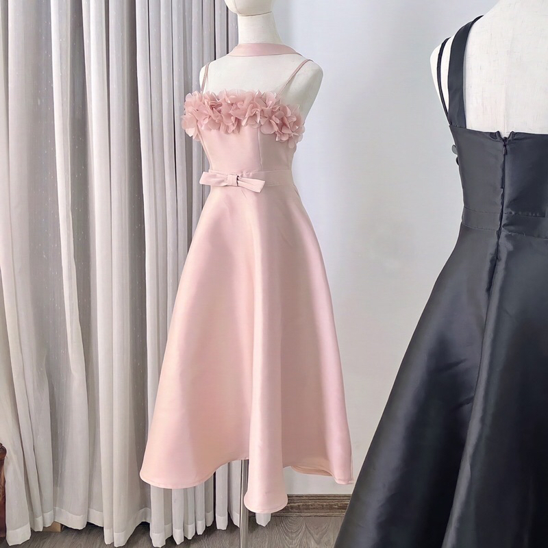 Váy 2 dây dáng dài tapta cánh hoa nơ eo