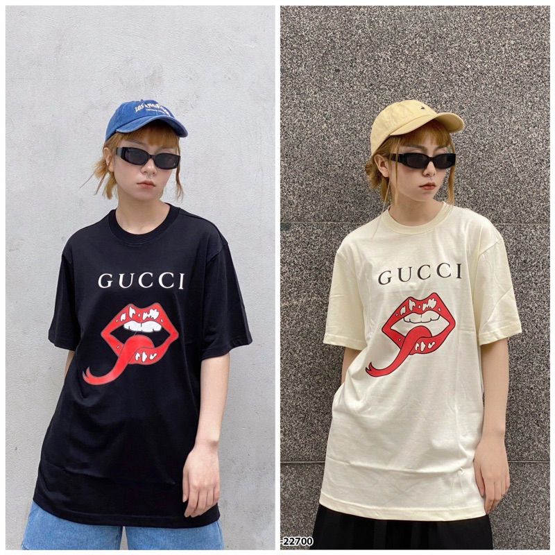 Áo Thun Tee GUCCI Môi Nam Nữ 💋 Full Tem Full Tag Đủ Bọc Zip