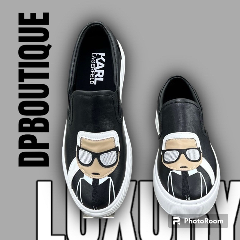 - Giày Slip-on Karl Hoạ Tiết Thêu Cao Cấp - Giày Slip-on Karl