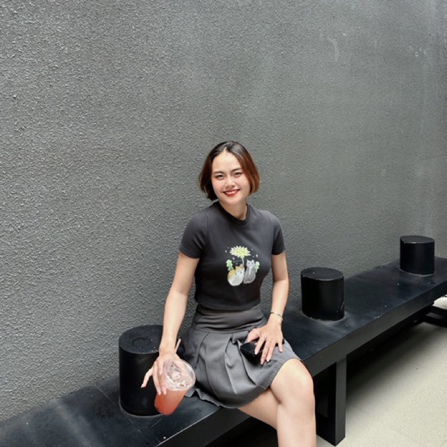 Áo thun croptop nữ CROPTOP MINICAT local brand Patie.club cổ tròn bo gân co giãn, đứng form, in bé mèo cute