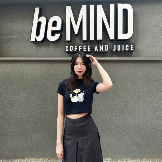 Áo thun croptop nữ CROPTOP MINICAT local brand Patie.club cổ tròn bo gân co giãn, đứng form, in bé mèo cute