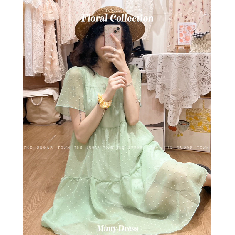 Váy ren chấm bi Minty Dress SugarTown