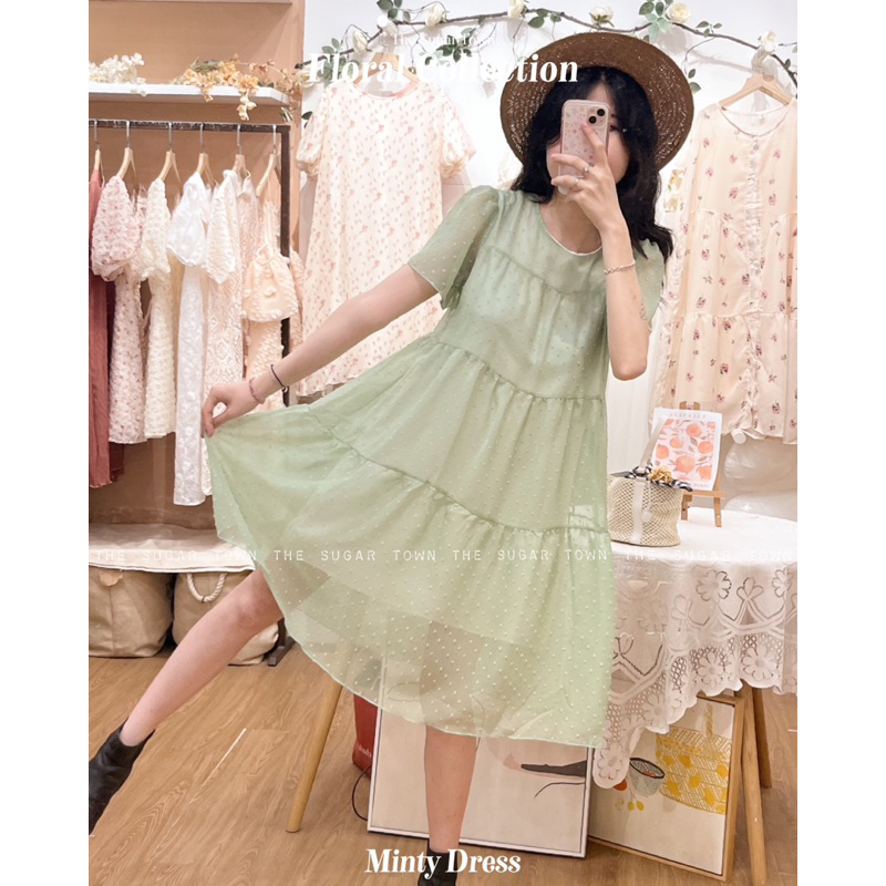 Váy ren chấm bi Minty Dress SugarTown
