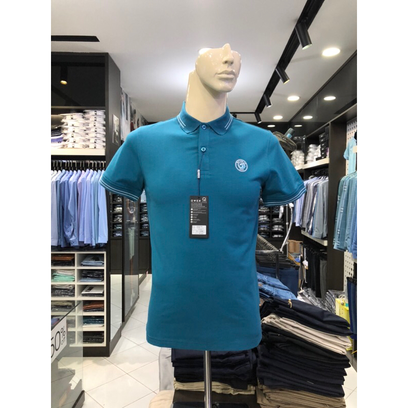Áo polo owen màu xanh đậm body fit vải cotton APV231372