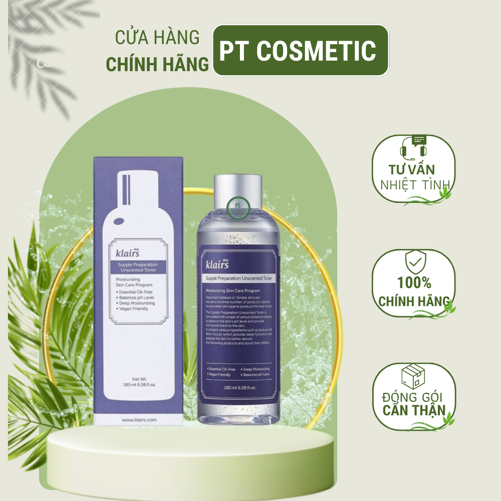 [Cty Nk] Nước Hoa Hồng Klairs Không Mùi 180Ml Supple Preparation Unscented Toner