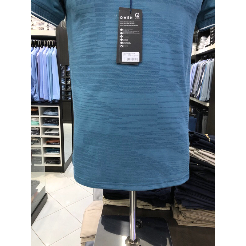 Áo polo owen màu xanh họa tiết body fit APT231212