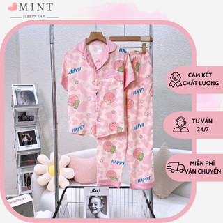 Đồ bộ ngủ mặc nhà Pijama Lụa Mango Tay Ngắn Quần Dài freesize 40 -58kg