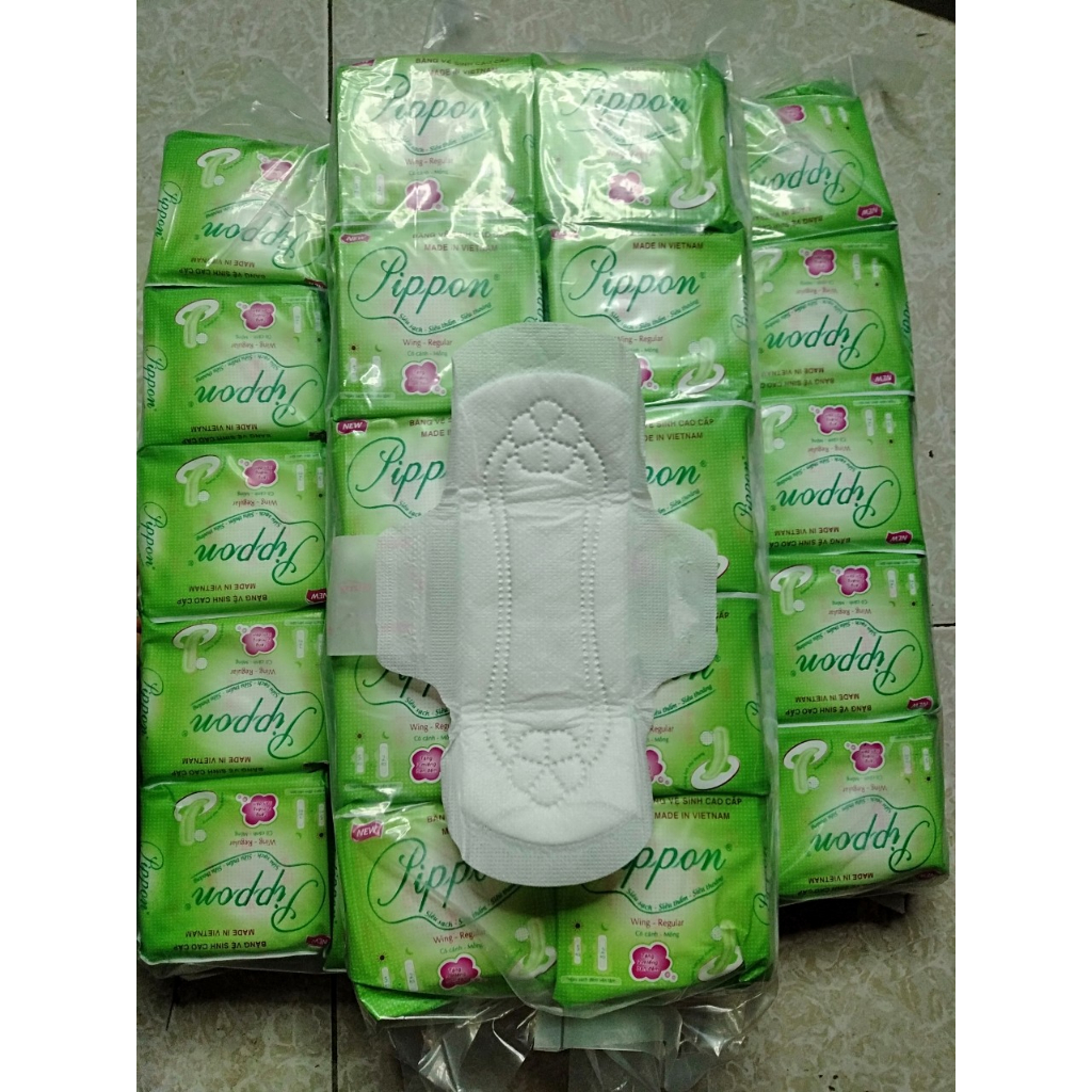 Combo 10 Gói Băng Vệ Sinh Pippon Có Cánh Bề Mặt Tơ Tằm Thiên Nhiên Cực Thấm Hút Cực Chống Tràn