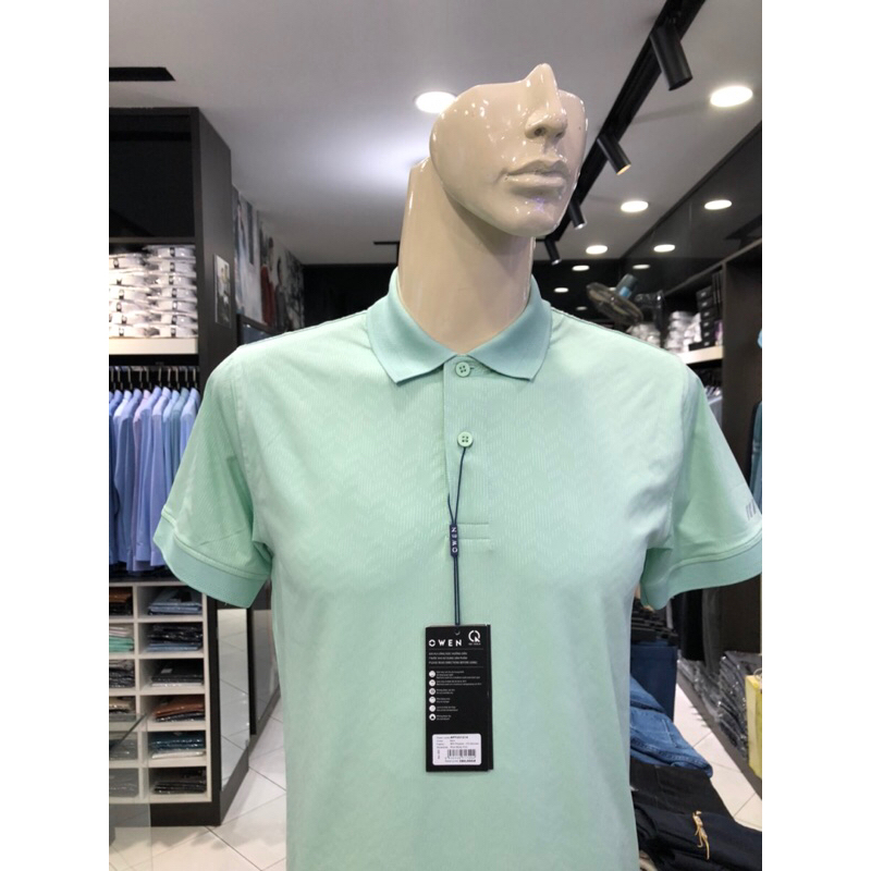 Áo polo owen màu xanh lá họa tiết body fit APT231214
