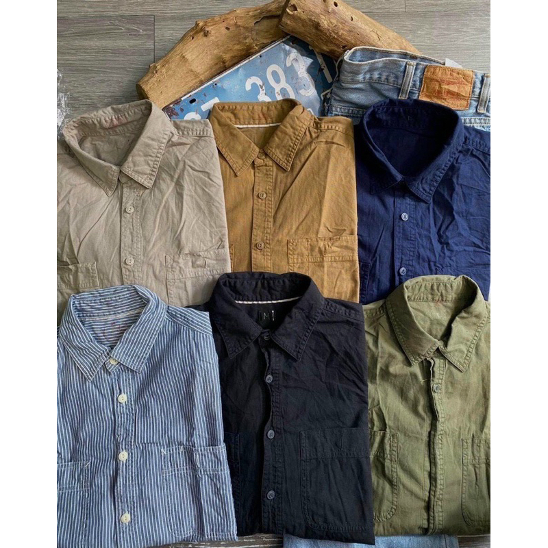 Áo Sơmi Denim Linen Uniqlo vnxk, dày dặn