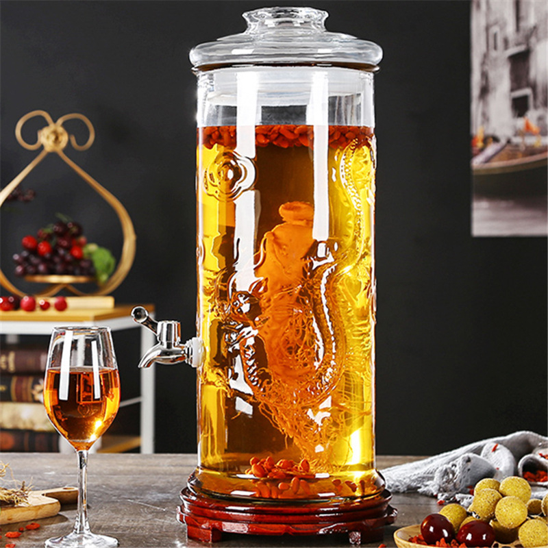 Bình thủy tinh ngâm rượu, bình ngâm rượu dáng trụ dung tích 6 lít – 10 lít