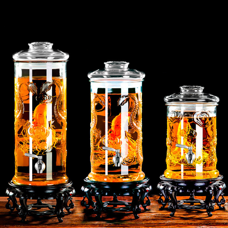 Bình thủy tinh ngâm rượu, bình ngâm rượu dáng trụ dung tích 6 lít – 10 lít