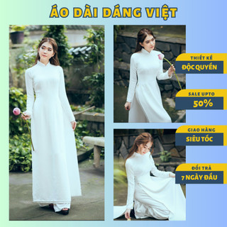 Áo dài trắng nữ học sinh đi học chụp hình kỉ yếu may sẵn lụa habutai cao cấp