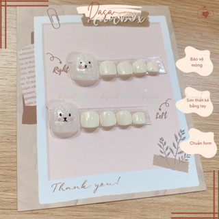 Móng chân giả NGẮN màu trắng nail box chân GIÁ RẺ đẹp đơn giản thích hợp đi chơi chụp ảnh tặng keo dán móng