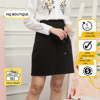 Chân váy đầm chữ A, túi chéo, 3 khuy cao cấp công sở nữ thiết kế MQ BOUTIQUE