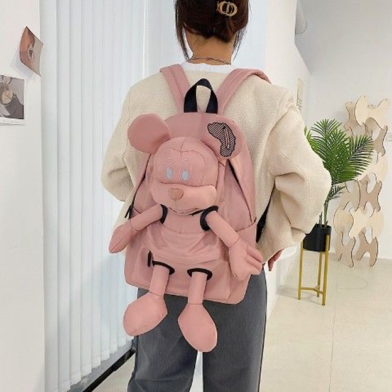 Túi Ba Lô Micky Đi Học Vải Dù Trơn Chống Nước