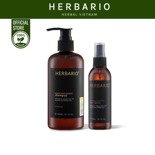  Combo dầu gội bưởi bồ kết 300ml + nước xịt dưỡng tóc bưởi bồ kết herbario 100ml  tóc mọc nhanh chắc khỏe giảm gãy rụng 