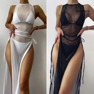 váy xuyên thấu đi biển dáng dài