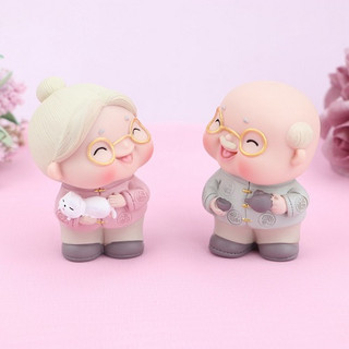 2304.092 búp bê ông bà xám hồngtrang trí bánh