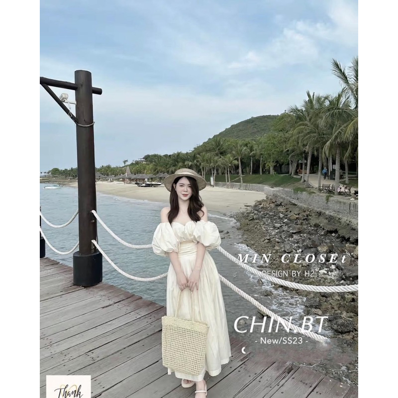 Set quần áo áo croptop cúp ngực tay bồng và phần chân váy maxi xoè