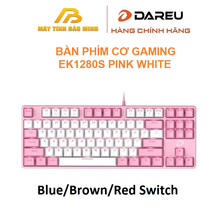 Bàn Phím Cơ Gaming DAREU EK1280S Hồng Pink White - Hàng Chính Hãng Mai
