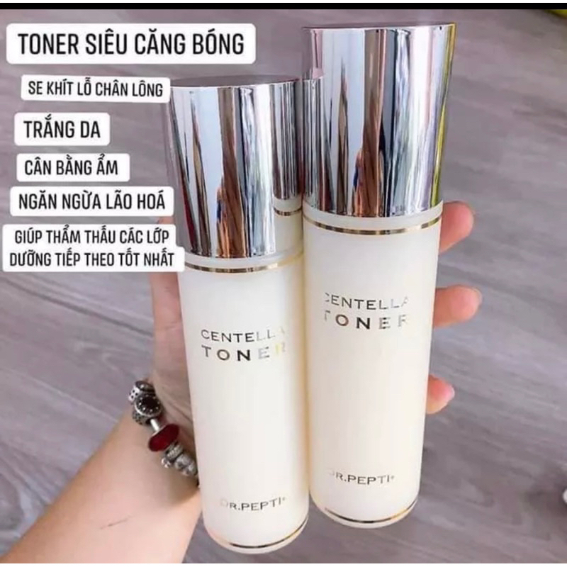 Toner Nước Hoa Hồng Toner Dr.Pepti Centella Giúp Se Khít Lỗ Chân Lông, Dưỡng Da Căng Bóng Hàn Quốc 180m