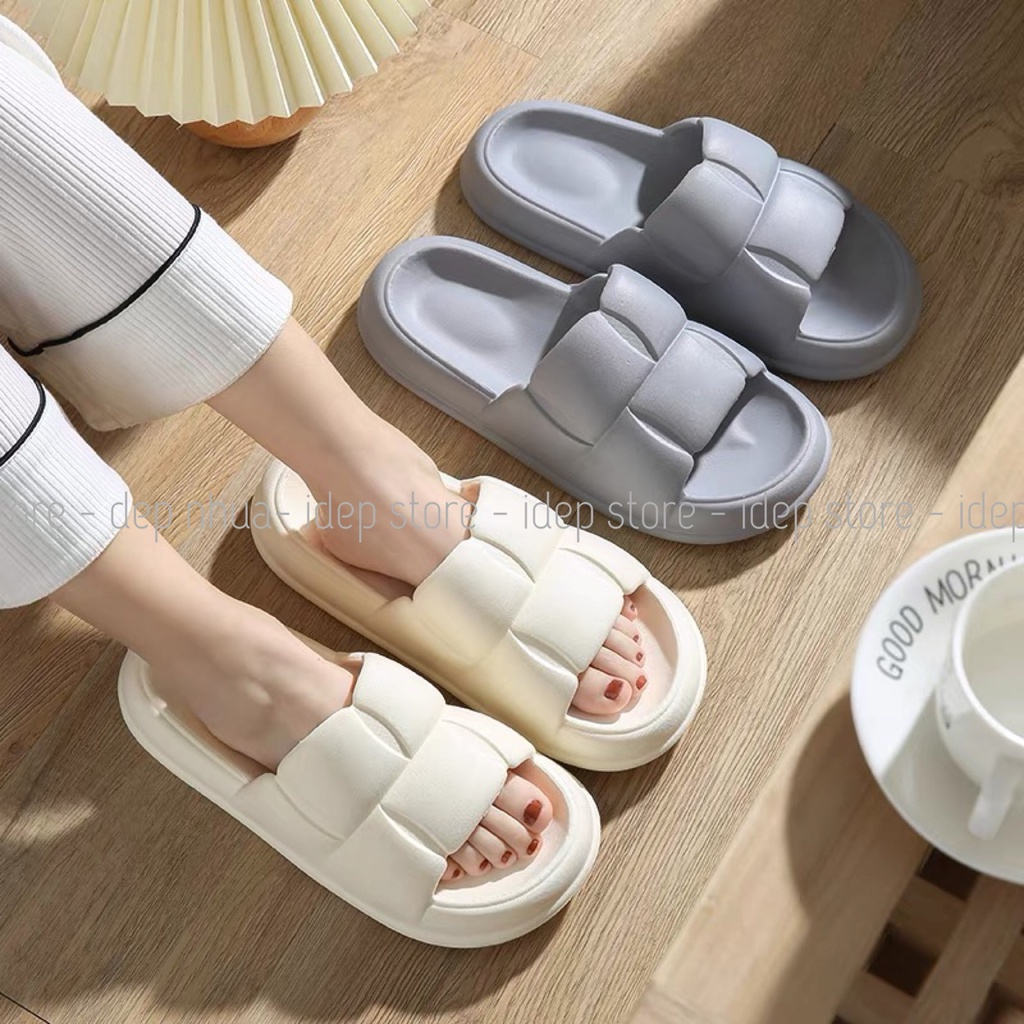 Dép bánh mì - Dép Hình vuông nữ quai ngang cao 3cm cao su chất EVA siêu nhẹ 2023
