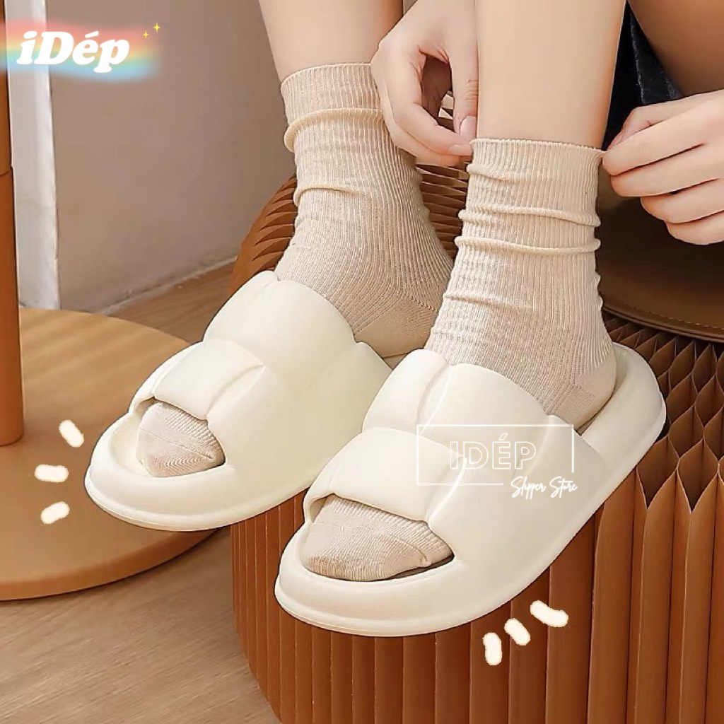 Dép bánh mì - Dép Hình vuông nữ quai ngang cao 3cm cao su chất EVA siêu nhẹ 2023
