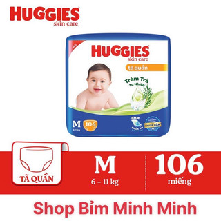 Tã quần huggies tràm trà m106 skincare/l96+8 skincare/xl88/xxl80