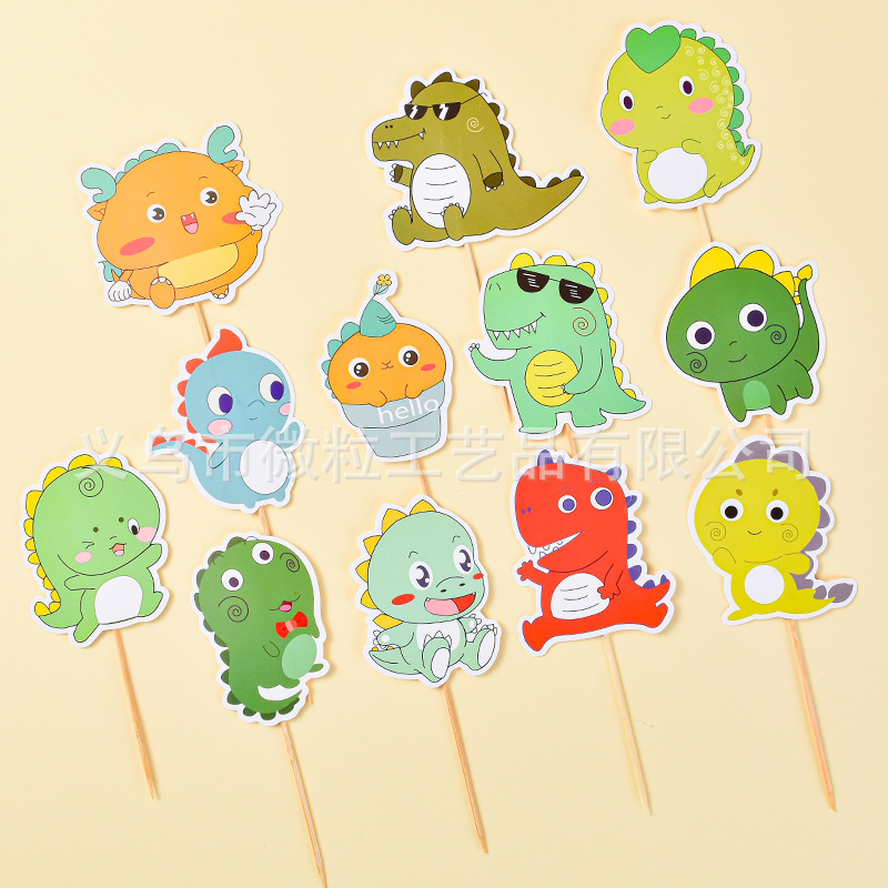 Set Cắm Giấy Chú Khủng Long Nhỏ Trang Trí Bánh, Cây Cờ Cắm Trang Trí Bánh
