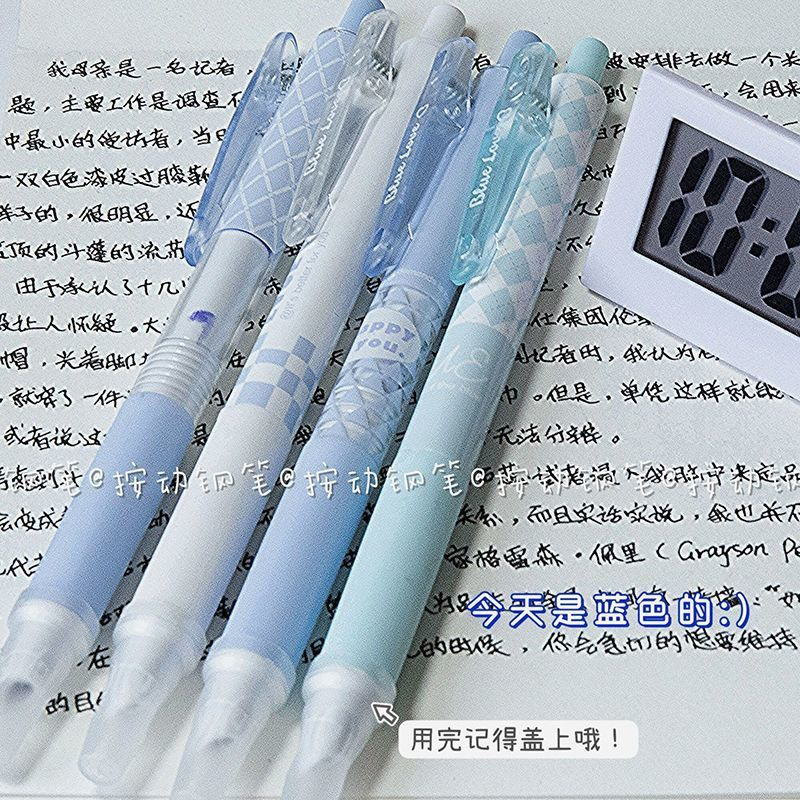 Bút máy, bút bơm mực ngòi kim MURA có đệm cao cấp tone xanh dương style Hàn Quốc │ tặng ruột bút