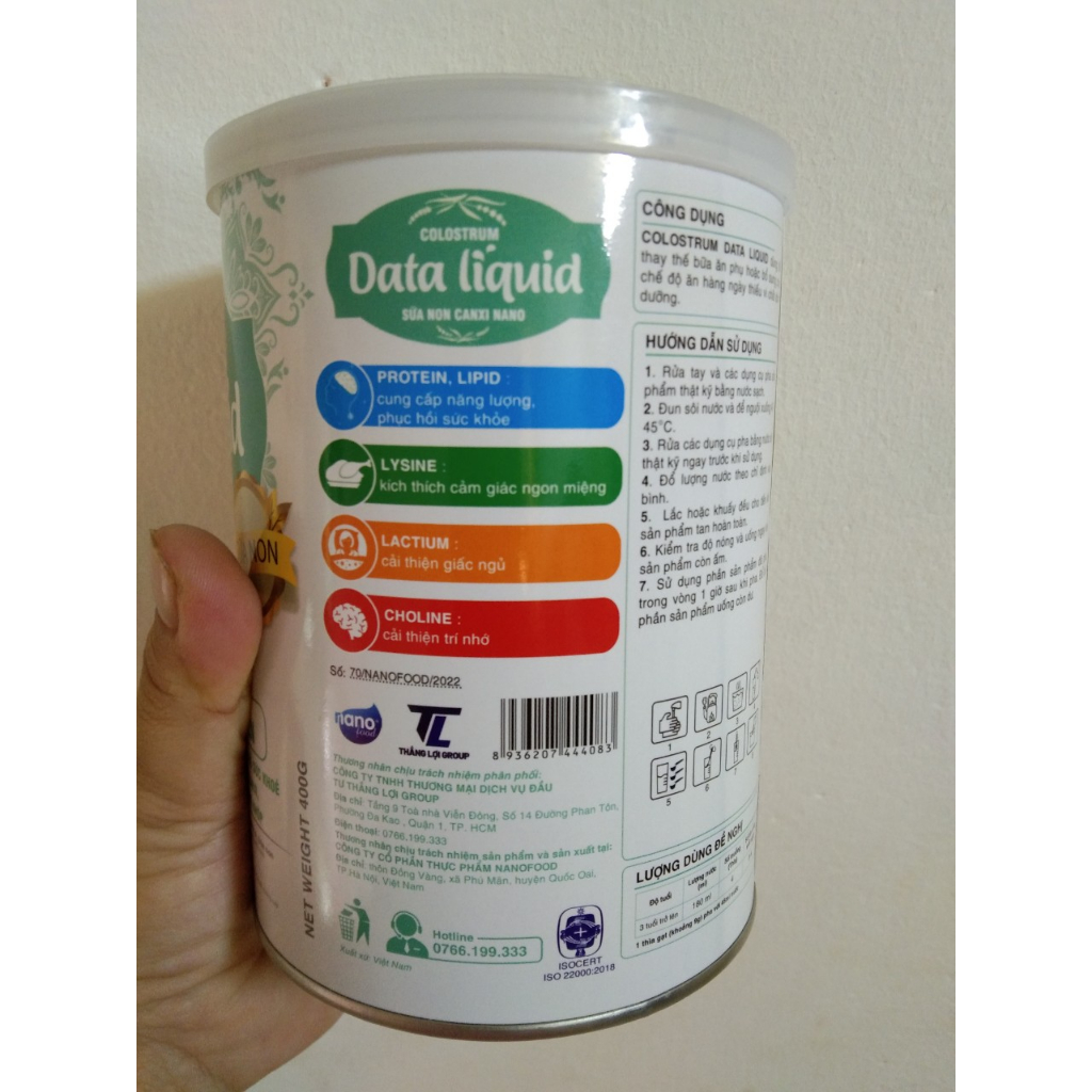 Sữa non colostrum data liquid canxi nano