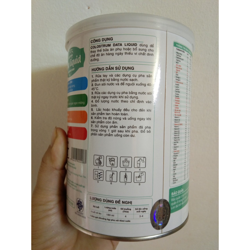 Sữa non colostrum data liquid canxi nano