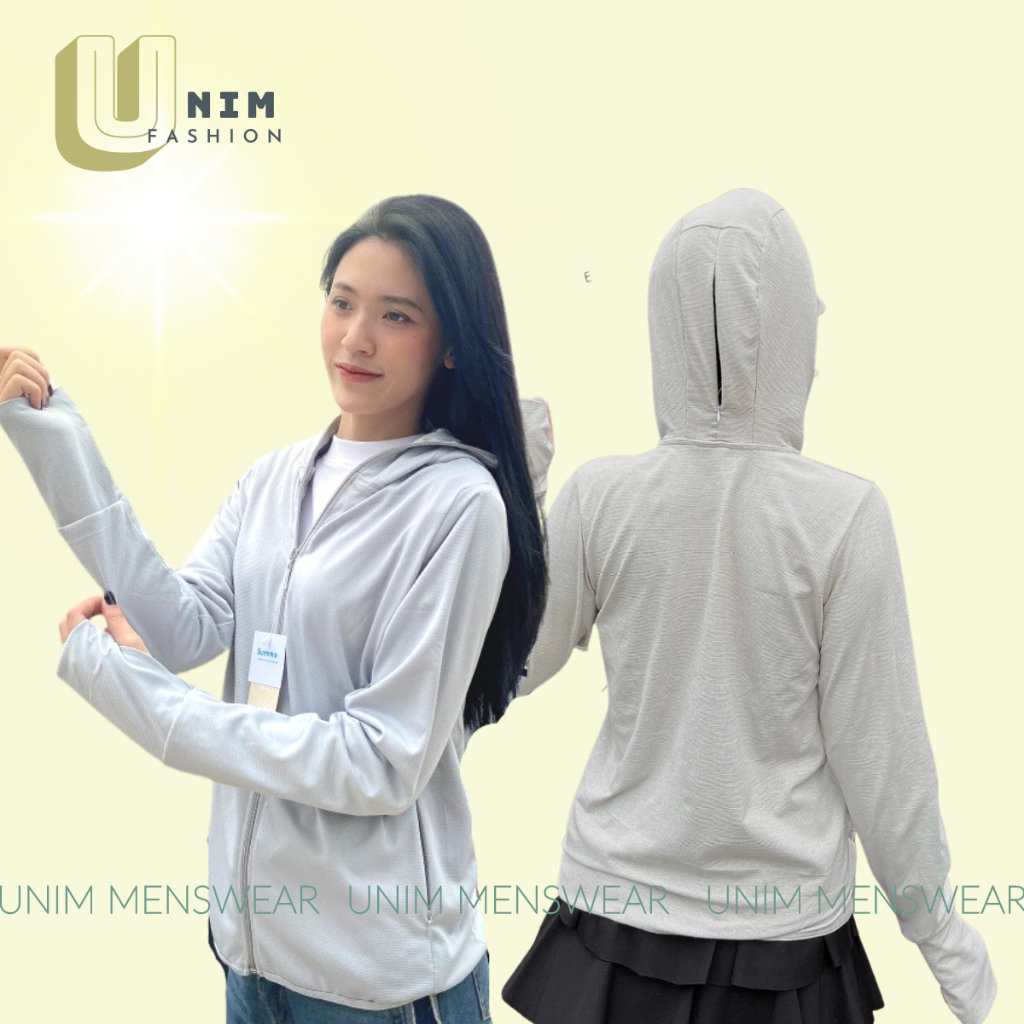 Áo Khoác Chống Nắng Nữ 2 Lớp Unim Store Vành Mũ Rộng Che Kín Mặt Vải Thoáng Khí Có Phần Thông Hơi Khóa Kéo Sau Mũ - CN06