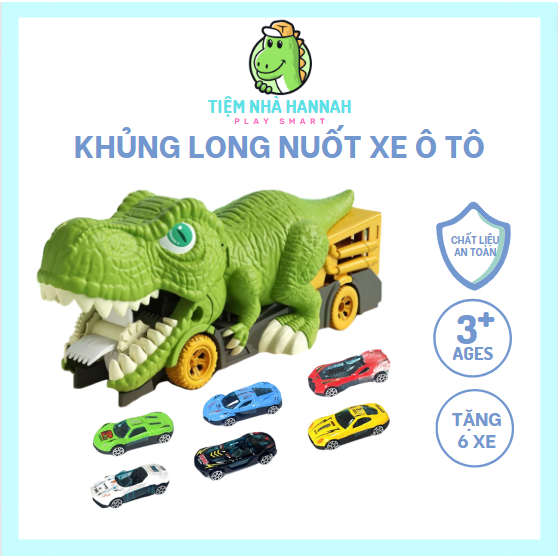 (TẶNG 6 XE Ô TÔ) BỘ XE KHỦNG LONG NUỐT XE Ô TÔ CON TẶNG KÈM 6 XE Ô TÔ CON