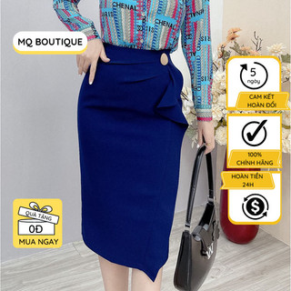 Chân váy bút chì hai vạt chéo khuy trang trí dài trên gối vải cao cấp công sở nữ váy thiết kế MQ BOUTIQUE
