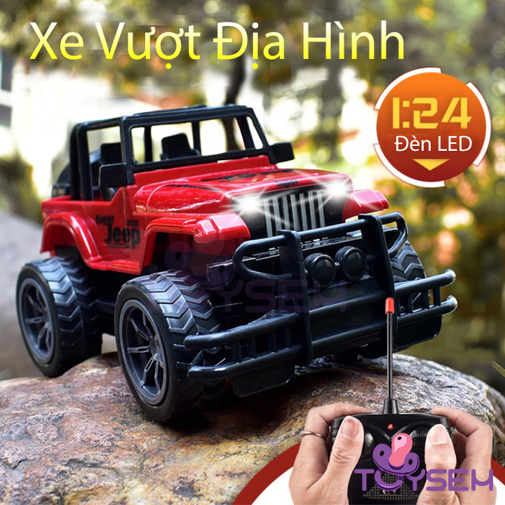 Xe điều khiển từ xa vượt địa hình có đèn led Toysem đồ chơi trẻ em xe jeep mô hình - Quà tặng sinh nhật cho bé